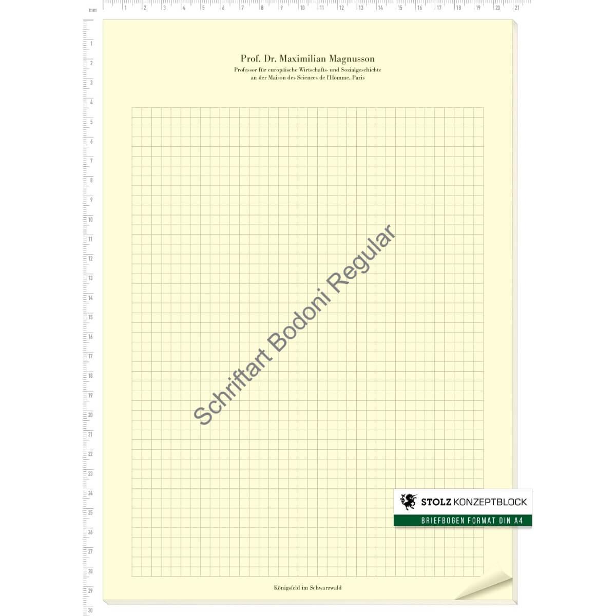 STOLZ Konzeptblock A4 kariert (Bodoni Regular)